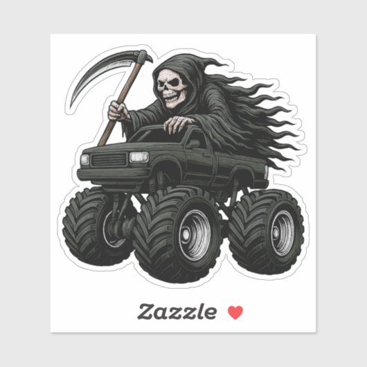 Grim Reaper Monster Truck  Sticker (Vel)