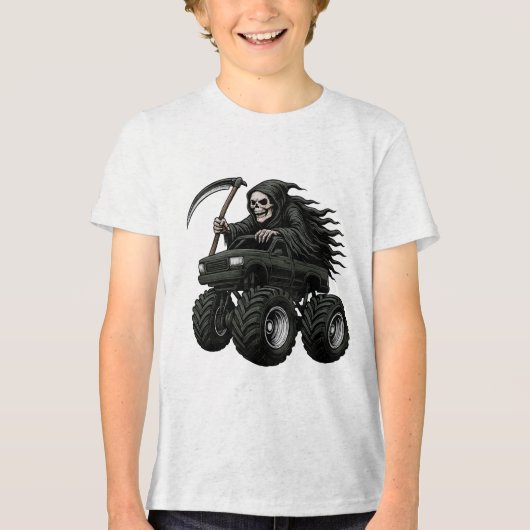 Grim Reaper Monster Truck Tri-Blend Shirt (Voorkant)