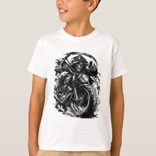 Grim Reaper Motorrijder Illustratie T-shirt