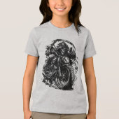 Grim Reaper Motorrijder Illustratie Tri-Blend Shirt (Voorkant)