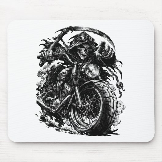 Grim Reaper-motorrijderillustratie Muismat (Voorkant)