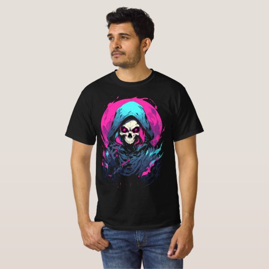 Grim Reaper Neo schedel, de dood zelf T-shirt (Voorkant volledig)