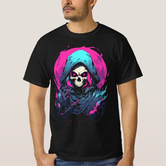 Grim Reaper Neo schedel, de dood zelf T-shirt (Voorkant)