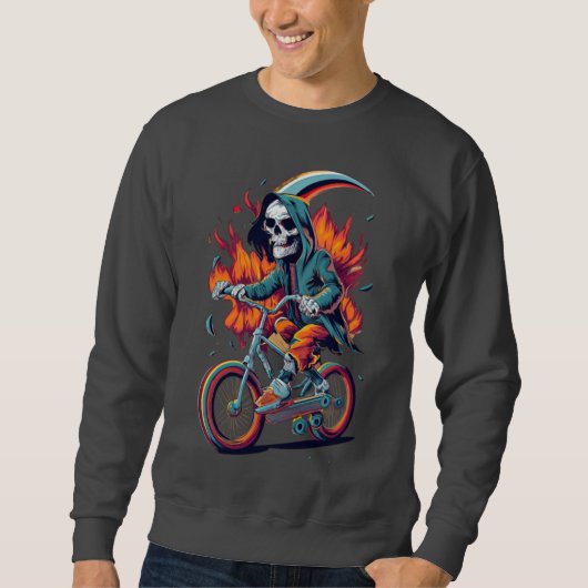 Grim Reaper op vlammende motorfiets Trui (Voorkant)