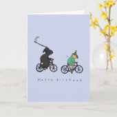 Grim Reaper op wielen | Dark Humor Verjaardag Kaar Kaart (Gele Bloem)
