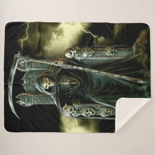 GRIM REAPER OVER ZIJN DRONE SHERPA DEKEN (Voorkant (horizontaal))