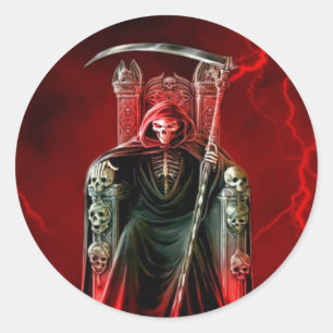 Grim Reaper over zijn troon Ronde Sticker