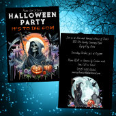 Grim Reaper Pompoenen en begraafplaats Halloween P Kaart