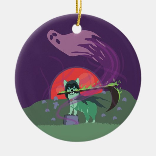 Grim Reaper Puppy Keramisch Ornament (Voorkant)