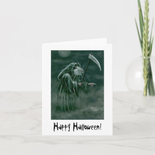 Grim Reaper Rat, Happy Halloween. Kaart (Voorkant)