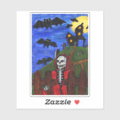 Grim Reaper Red Cape Hauned House Bats Moon Sticker (Vel)