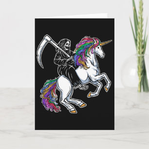 Grim Reaper Ridder Eenhoorn Regenboog Skelet Hallo Kaart