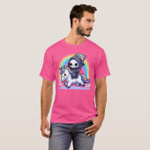 Grim Reaper Rijden Eenhoorn Grappig Regenboog Heav T-shirt (Voorkant volledig)