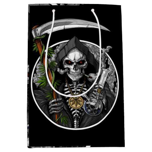 Grim Reaper Roken Wiet Eng medium Gift Bag Cadeauzakje (Voorkant)