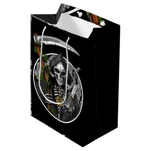 Grim Reaper Roken Wiet Eng medium Gift Bag Medium Cadeauzakje (Voorkant Gekanteld)