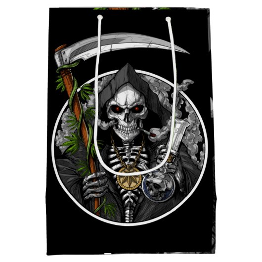 Grim Reaper Roken Wiet Eng medium Gift Bag Medium Cadeauzakje (Achterkant)