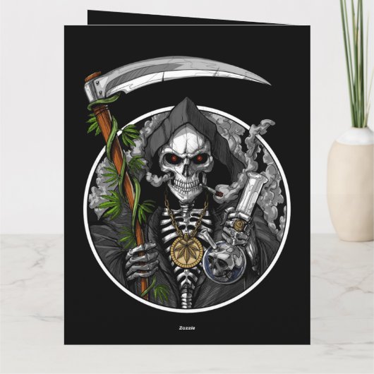 Grim Reaper Rookt Wiet Enge Wenskaart Kaart (Achterkant)