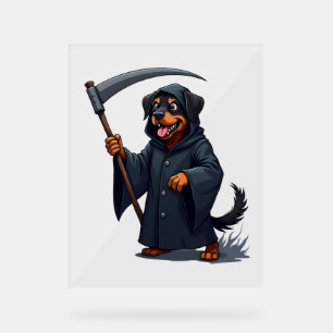 Grim Reaper Rottweiler Dog Acryl Bord