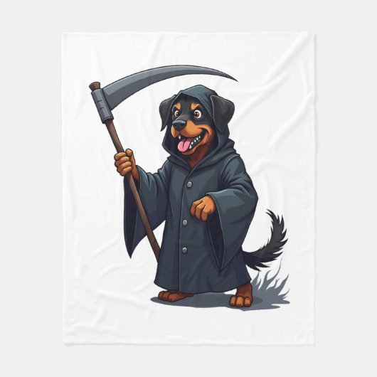 Grim Reaper Rottweiler Dog Fleece Deken (Voorkant)