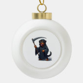 Grim Reaper Rottweiler Dog Keramische Bal Ornament (Voorkant)