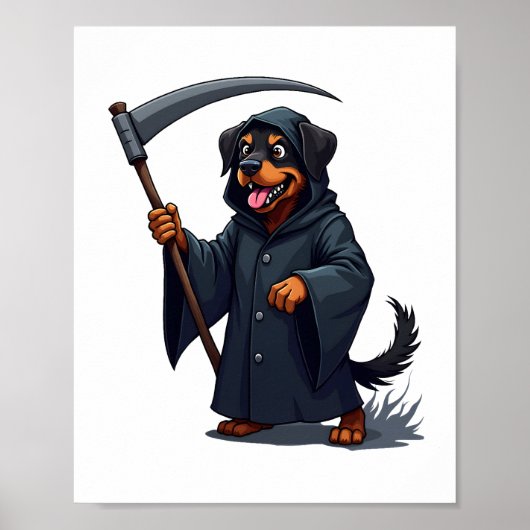 Grim Reaper Rottweiler Dog Poster (Voorkant)