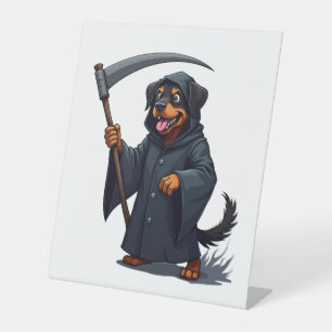 Grim Reaper Rottweiler Dog Reclamebord Met Voetstuk