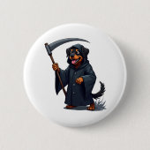 Grim Reaper Rottweiler Dog Ronde Button 5,7 Cm (Voorkant)