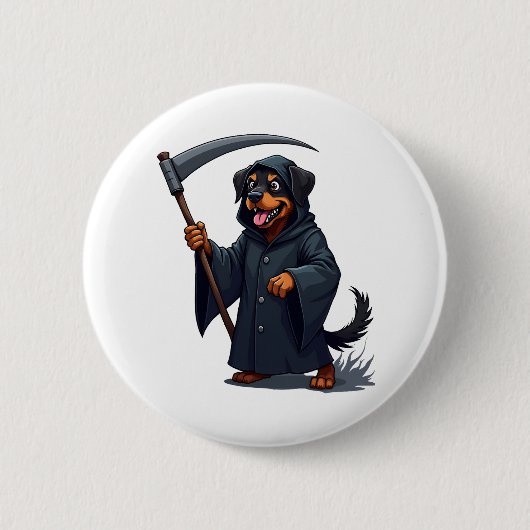 Grim Reaper Rottweiler Dog Ronde Button 5,7 Cm (Voorkant)