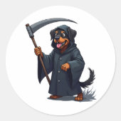 Grim Reaper Rottweiler Dog Ronde Sticker (Voorkant)