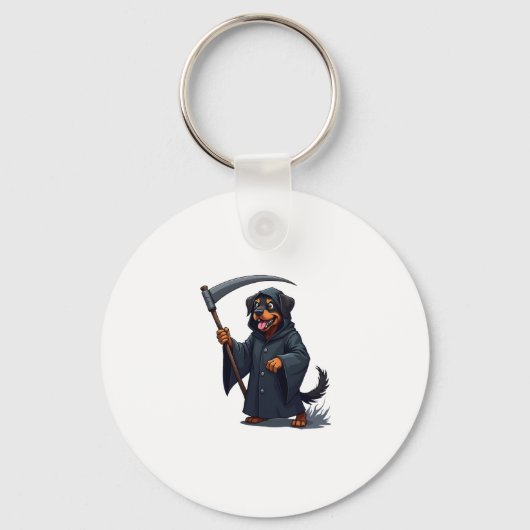Grim Reaper Rottweiler Dog Sleutelhanger (Voorkant)