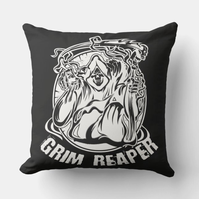 Grim Reaper Scary Halloween Buitenkussen (Voorkant)