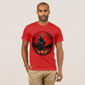 Grim Reaper Scene met Rode Achtergrond T-shirt (Voorkant volledig)