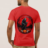 Grim Reaper Scene met Rode Achtergrond T-shirt (Achterkant)