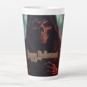 Grim Reaper Schedel Halloween Griezeld Kunst Latte Mok