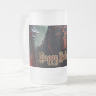 Grim Reaper Schedel Halloween Griezeld Kunst Matglas Bierpul