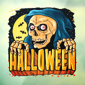 Grim Reaper Schedel Horror Halloween Raamsticker (Vel 3)
