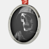 Grim Reaper Schedel Metalen Ornament (Links)