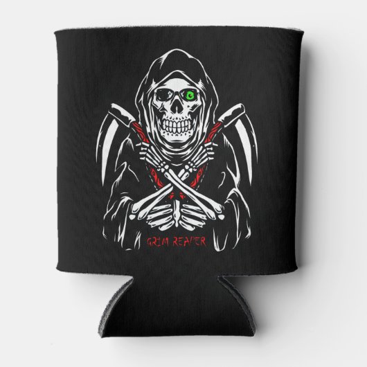 Grim Reaper Scythe Death Skeleton Botten Halloween Blikjeskoeler (Voorkant)
