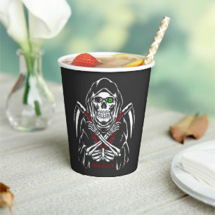 Grim Reaper Scythe Death Skeleton Botten Halloween Papieren Bekers