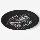 Grim Reaper Scythe Death Skeleton Botten Halloween Papieren Bordje (Gekanteld)