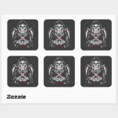 Grim Reaper Scythe Death Skeleton Botten Halloween Vierkante Sticker (Vel)
