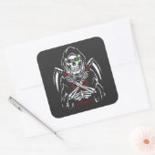 Grim Reaper Scythe Death Skeleton Botten Halloween Vierkante Sticker (Envelop)