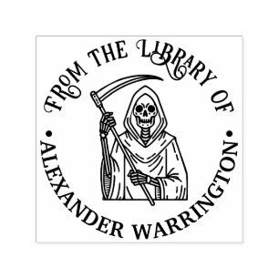 Grim Reaper Silhouet #3 Ronde Bibliotheek Boek Naa Zelfinktende Stempel