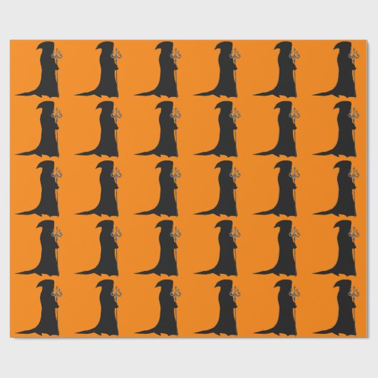 Grim Reaper Sinaasappel Wrapping Paper Cadeaupapier (Vlak)