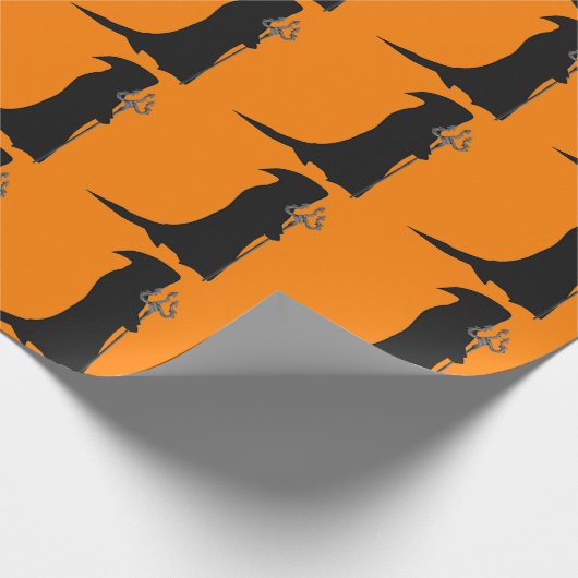 Grim Reaper Sinaasappel Wrapping Paper Cadeaupapier (Hoek)