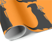 Grim Reaper Sinaasappel Wrapping Paper Cadeaupapier (Rol Hoek)