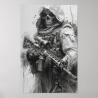 Grim Reaper Skelet met Assault Rifle Poster