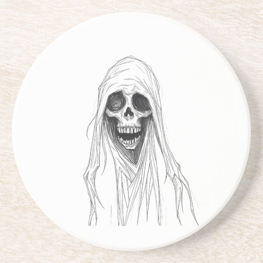 Grim Reaper Skelet Zandsteen Onderzetter (Voorkant)
