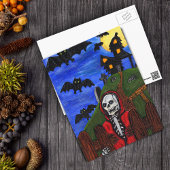 Grim Reaper Skeleton Bats Cemetery Briefkaart