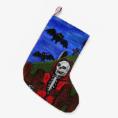 Grim Reaper Skeleton Bats Cemetery Moon Halloween Kleine Kerstsok (Voorkant (Hangend))